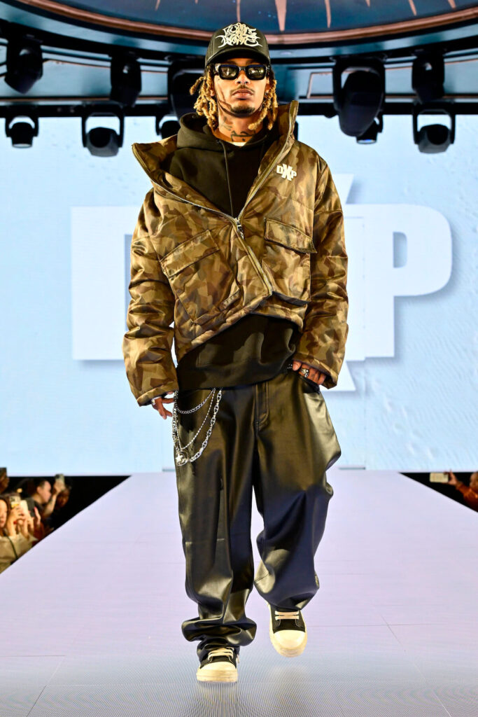 NEW YORK, NEW YORK - SEPTEMBER 04: Model walks the runway for DesignedXPeace during Runway 7 Spring/Summer 2025 Collections at Sony Hall on September 04, 2024 in New York City. (Photo by Eugene Gologursky/Getty Images for Runway 7)
