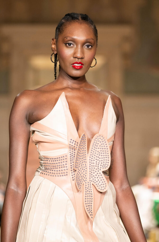 Close of model at Malan Breton SS025 NYFW Photo by Arun Nevader