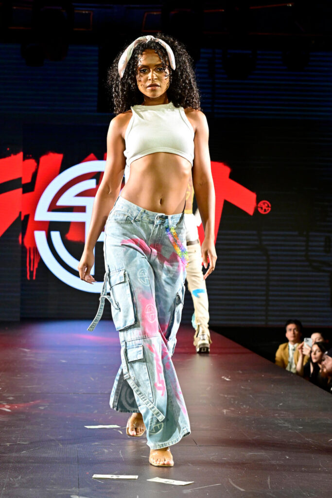 NEW YORK, NEW YORK - SEPTEMBER 04: A model walks the runway for SKUT during Runway 7 Spring/Summer 2025 Collections at Sony Hall on September 04, 2024 in New York City. (Photo by Eugene Gologursky/Getty Images for Runway 7
