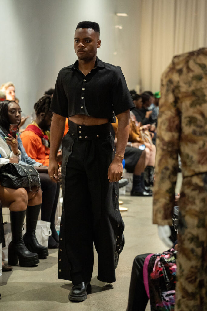 Model walks for designer Timothy Nashhh at SFW Runway 2024 Photo by Phocusd Views